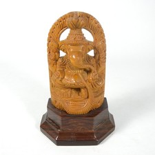 SCULTURA STATUINA IN LEGNO INTAGLIATO INDUISTA GANESHA GANESH INDUISMO VINTAGE
