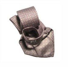 Cravatta sfoderata sette pieghe grigia stampata italia