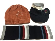 Stock Lotto 3 Pz Idexe Cuffie Cappelli Sciarpa Bambino Neonsto 12-24 Mesi