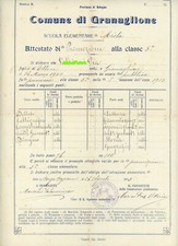 Granaglione 1913 Attestato Promozione Scuola Elementare Certificato Diploma