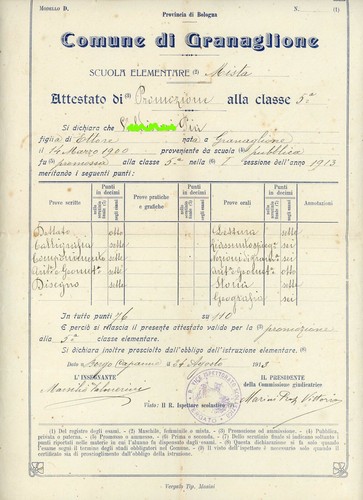Granaglione 1913 attestato - 1913,
