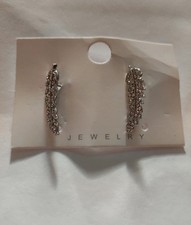 Orecchini Pendenti Colore Argento Piume Gancio Idea Regalo Natale 0215