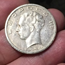 BELGIO LEOPOLDO III 50 FRANCHI 1939 SILVER COIN ARGENTO MONETE DA COLLEZIONE
