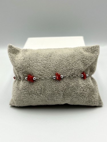 Bracciale con corallo rosso - bracciale, in