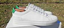 Common Projects Retro Low 'White Green' 43EU 10/10.5US 2257 con certificato di autenticità usato in ottime condizioni $450