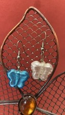ORECCHINI PENDENTI FARFALLE VETRO  BUTTERFLY  EARRING  CM. 1,5---- ---7