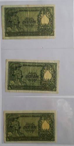 Lotto banconote 50 - n., lire