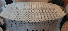 TOVAGLIA A UNCINETTO, VINTAGE, 160x160cm. Color ECRU', Interamente Fatta a Mano 