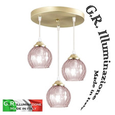 LAMPADARIO MODERNO IN VETRO RAME 3 L LAMPADA A SOSPENSIONE OTTONATA CUCINA Vale