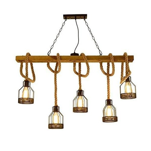 Lampadario corda canapa - lampadario,