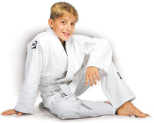 JUDOGI Junior Beginner 350G/M2 Kimono Divisa Bianco Blu Judo GI JU Jitsu Unisex