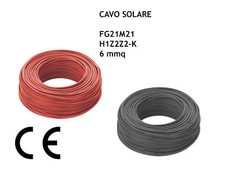 Cavo Solare 6 mmq H1Z2Z2-K Rosso o Nero FG21M21 VARIE METRATURE