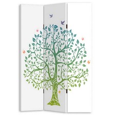 Paravento Separè 3 Pannelli 180x120cm Stampa Legno Fronte Retro Pieghevole