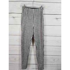 Pantalone skinny Zara donna grigio bianco stampa pied deplo elasticizzato vita media taglia XS