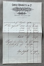 ROMA 1870 - distinta di cambio CARLO BRUNETTI & C - Via del Corso - cm 21x13