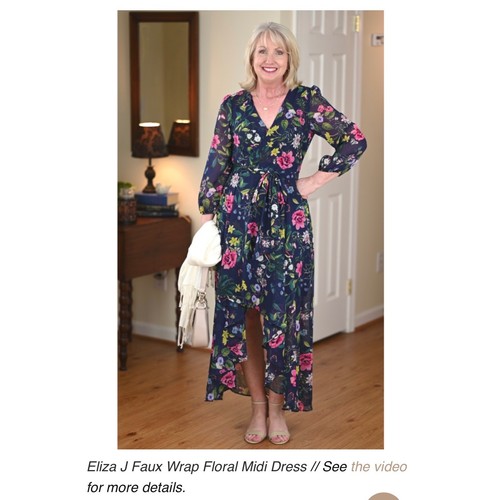 Eliza navy blue - floral, faux