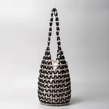 Borsa donna tessuto rete perle