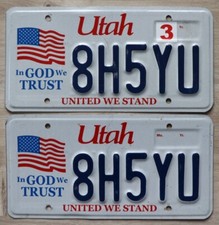 TARGHE UTAH Originali COPPIA auto AMERICANE USA bandiera americana far west US66