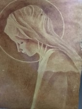 Acquerello antico su carta pecora - Madonna - quadro - dipinto