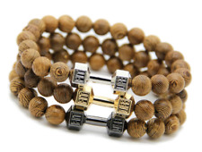 Bracciale Legno Sfere Pallini Donna Uomo Unisex Pesi Peso Palestra Manubrio Spor