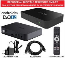 Decoder Digitale Terrestre DVB-T2 HEVC Con Sistema Android 11 Tv Box Smart 4k ^*