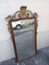 SPECCHIERA LACCATA FIORI DIPINTI E CIMASA SCOLPITA E DORATA - SPECCHIO ARGENTATO