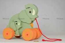 Giocattolo legno elefanti con Ruote originale "THUN" Wooden Toy wood H19cm-1CQ