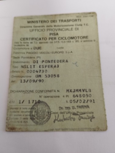 Piaggio sfera libretto - libretto, no