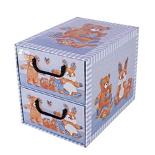 CASSETTIERA 2 CASSETTI SALVASPAZIO MULTIUSO PORTATUTTO DECORO ORSACCHIOTTO 