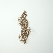 Grande applique in legno intagliato dorato 6 luci Vecchia Lampada muro Barocco