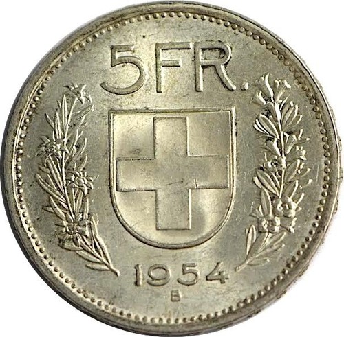 Svizzera moneta 5 franchi - svizzera,, moneta,