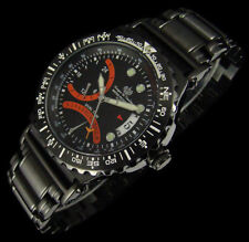 Dual Time Orologio Uomo Acciaio Inox Nero Placcato Morgan & Headley MH-520