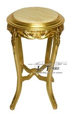 Tavolino Alzatina barocco foglia oro legno massello marmo avorio h70 LT3060