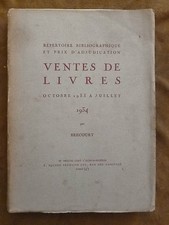 BRECOURT. REPERTOIRE BIBLIOGRAPHIQUE.PRIX ADJUDICATION LIVRES oct.1933 juil.1934