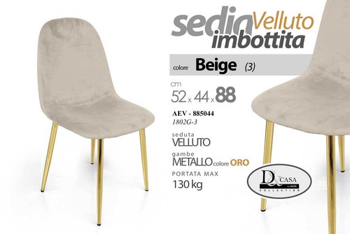 Sedia velluto beige piedi - sedia,