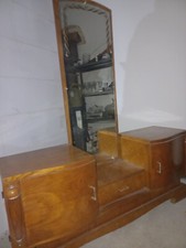 Mobile Toilette Con Specchiera In Noce Filettato Anni 30 Deco