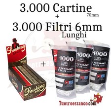 3.000 Cartine Smoking Brown 70 mm + 3.000 FILTRI lunghi X-trem 6 x 22mm