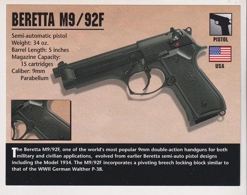 Pistola beretta 92f 9mm - pistola, m9