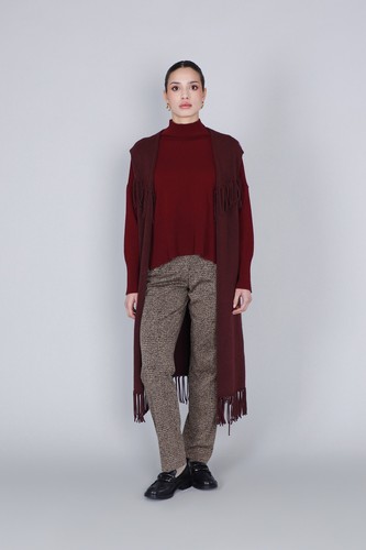 Gilet oversize con frange - gilet,