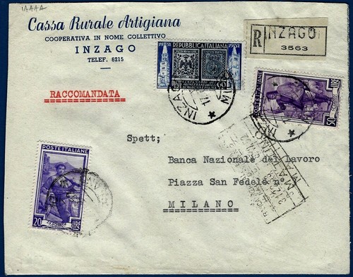 1952 raccomandata da inzago - raccomandata,