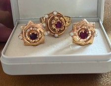 Completo In Oro  Antico Anello E Orecchini 