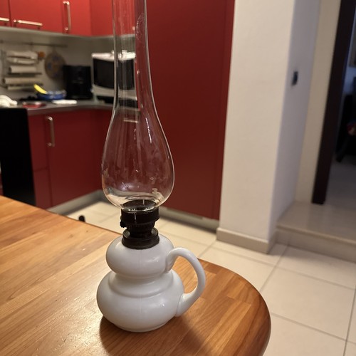 Antica lampada olio vetro - antica, ad