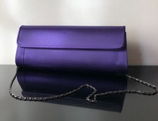 BORSA POCHETTE MENBUR - RIGIDA IN RASO COLORE VIOLA - TRACOLLA CATENINA