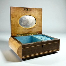 Carillon vintage antico in legno scatola portagioie cofanetto Arrivederci Roma 