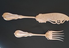 Coppia Antiche posate da servizio per Pesce In Argento con punzoni