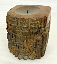 Antico di Legno Colonna Basamento Portacandele Supporto Originale Sottile Mano