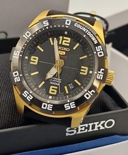 Orologio Seiko 4r35-02C0 Automatic 5 Sports 44mm W.R.100mt gold e pvd countdown