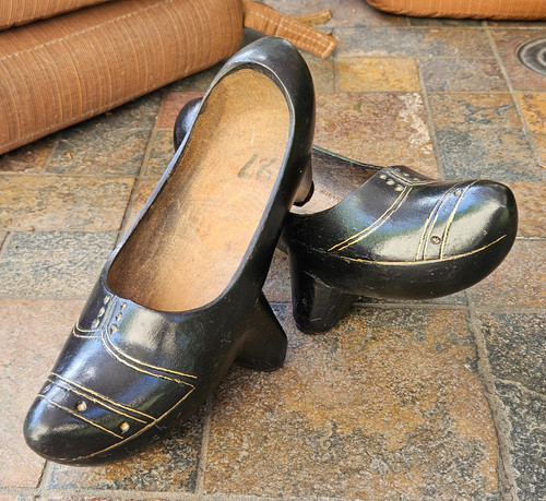 Zoccoli neri vintage legno - zoccoli, in