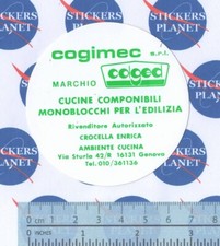 ADESIVO STICKER VINTAGE AUTOCOLLANT AUFKLEBER REGIONALE COGIMEC CUCINE GENOVA