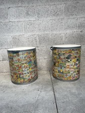 BIDONE CONTENITORE DECOUPAGE DISNEY SECCHIO GIOCHI ARTIGIANALE BAULE MOBILE